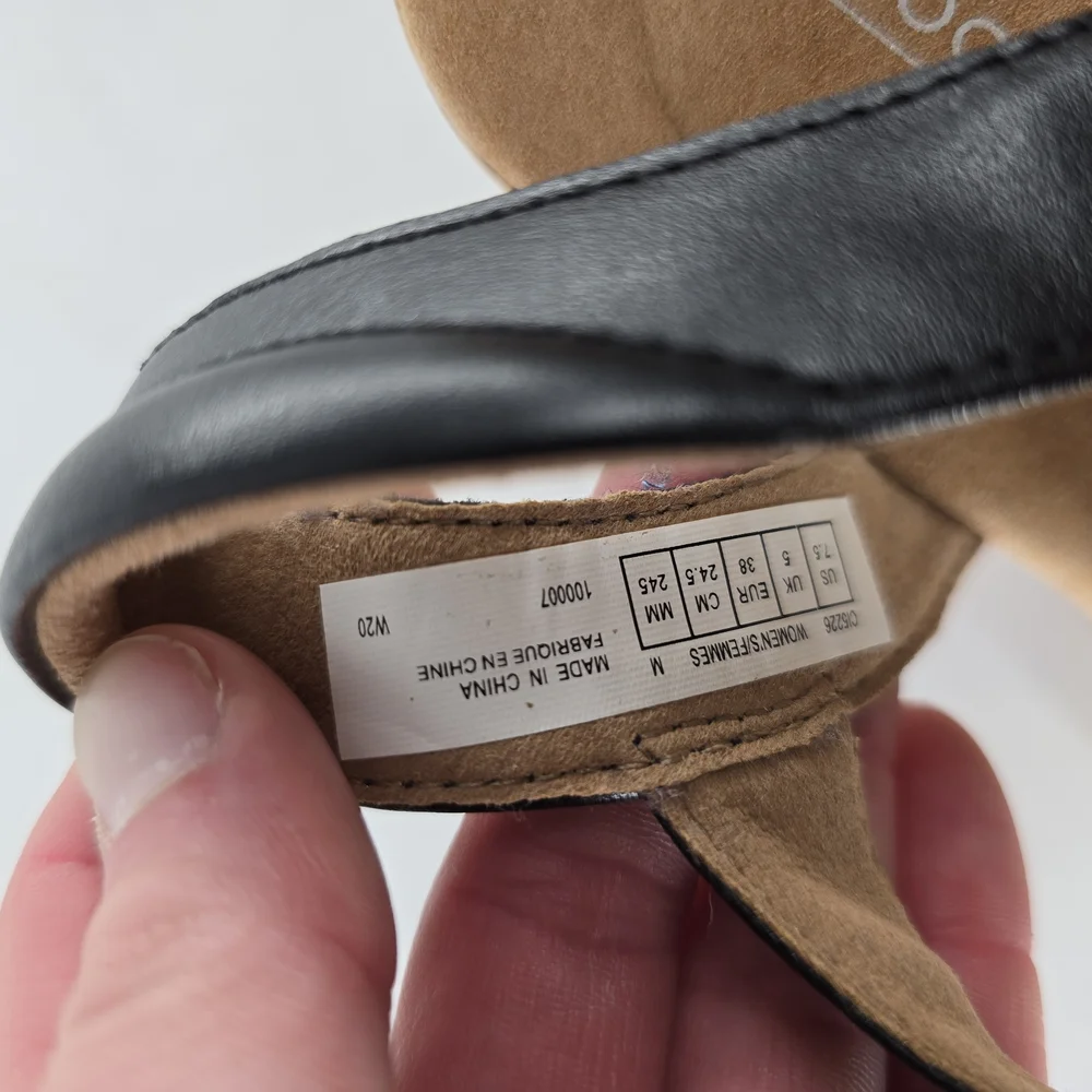 Rockport Black Leather Wedge Sandals‎